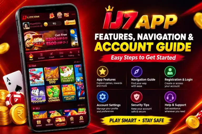 IJ7 App features, navigation and account guide with mobile app interface